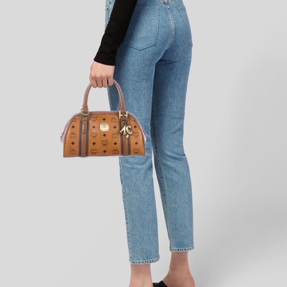 Authentic MCM Visetos Bowling Bag Brown - Picture 3 of 15